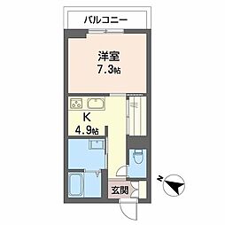 Paradiso本荘 1Kの間取図画像