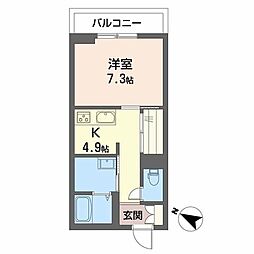 Paradiso本荘 1Kの間取図画像