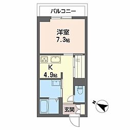 Paradiso本荘 1Kの間取図画像