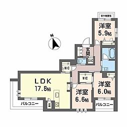 シャーメゾン　クオリスタ 3階3LDKの間取り