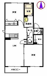 スリ−ゼ　I棟 2階2LDKの間取り