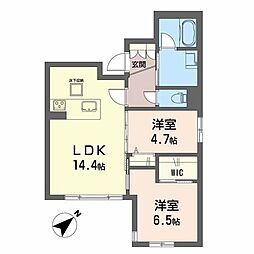 ＬＵＣＥ帯山西 1階2LDKの間取り
