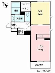 シャーメゾン桜川 3階1LDKの間取り
