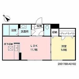 シャーメゾン桜川 1階1LDKの間取り