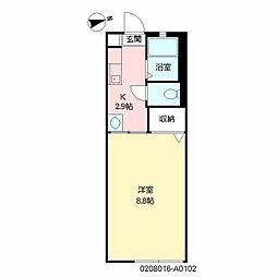 メゾン・ドゥ・マモール 1Kの間取図画像