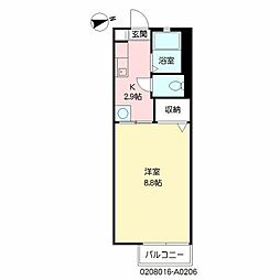 メゾン・ドゥ・マモール 1Kの間取図画像
