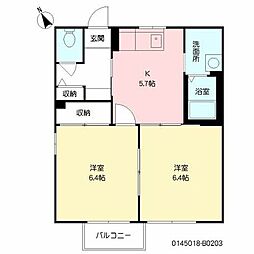 カメリアタウン弐番館 2Kの間取図画像