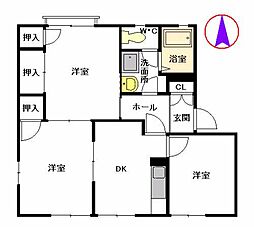 フレグランスひろせ　Ｂ棟 1階3Kの間取り