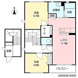 ヴィラーチェ花水木 2LDKの間取図画像