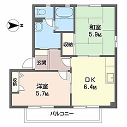 スワニーA 2DKの間取図画像