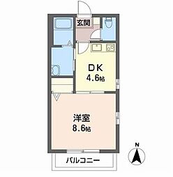 ディアスサーティーテン 1DKの間取図画像