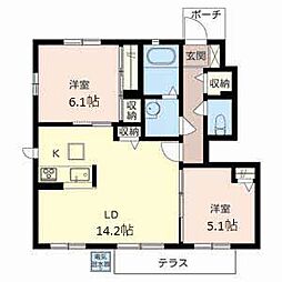 シーサイドビラ5 2LDKの間取図画像