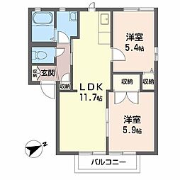 アイクスコートL棟 3Kの間取図画像