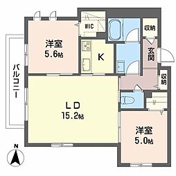 サンシャポー 2LDKの間取図画像