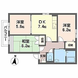 エステートヴィラ 3DKの間取図画像