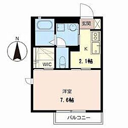 Ｃａｌｍｅ　Ｌａｒｇｅ　Ｊ． 2階1Kの間取り