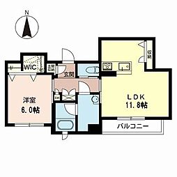シャーメゾン千本六軒町 1LDKの間取図画像