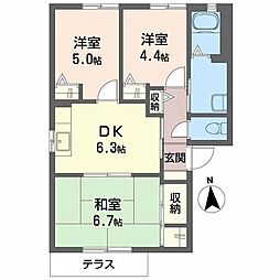 ハイツ一本柳B棟 3DKの間取図画像