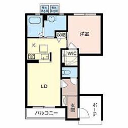 フィルモアーB 1LDKの間取図画像