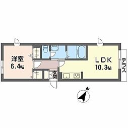 サンハイム桑津 1LDKの間取図画像