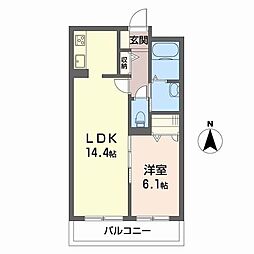 シャーメゾン　フィオーレ 2階1LDKの間取り