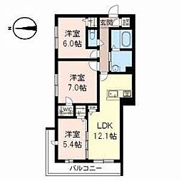 オークビラ新深江 3LDKの間取図画像