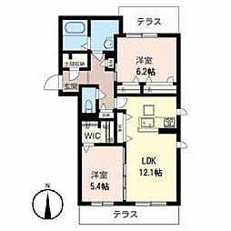 シャーメゾンエスポワール 2LDKの間取図画像