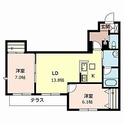 シャルマン・ラ・リベルテ 2LDKの間取図画像
