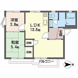 タウニィ津市場 2LDKの間取図画像
