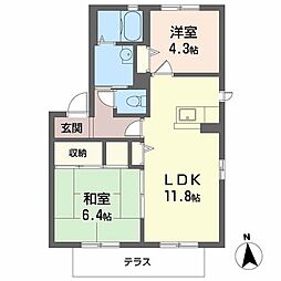 セレッソハイツ 2LDKの間取図画像