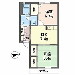 フレグランス西江井ケ島 2DKの間取図画像