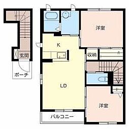 藤栄ハイツII 2階2LDKの間取り