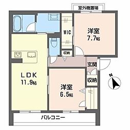 クレール 2LDKの間取図画像