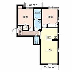 グリーンメゾンB棟 2LDKの間取図画像