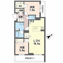 メゾン カルム 2LDKの間取図画像