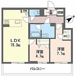 メゾン カルム 2LDKの間取図画像
