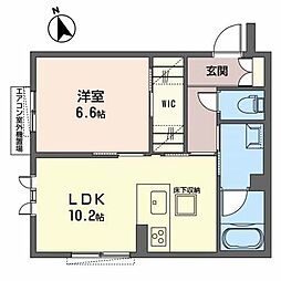 アルテ渋川 1LDKの間取図画像
