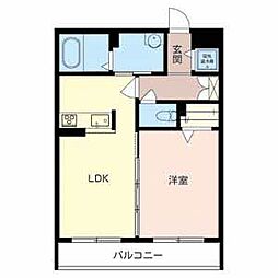 メゾンド風薫る 1LDKの間取図画像