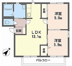 エクシード弐番館 2LDKの間取図画像