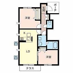 ミーリス・1 2LDKの間取図画像