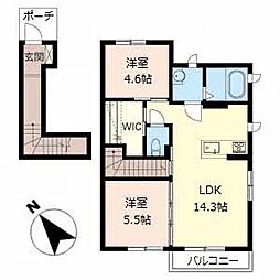 プランドール2番館 2LDKの間取図画像