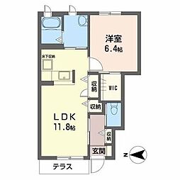 グレイスコート 1LDKの間取図画像