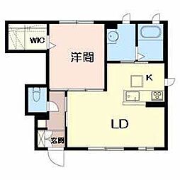 アブニールA 1LDKの間取図画像