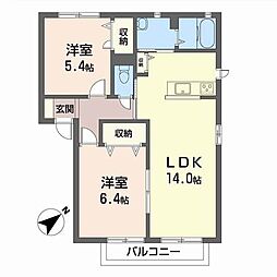 Biwa 2LDKの間取図画像