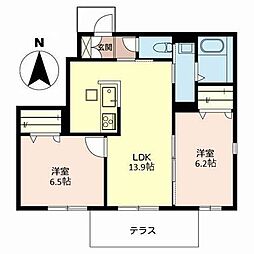 シャーメゾン大道1 2LDKの間取図画像