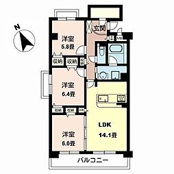 ストーク宮苑 3LDKの間取図画像