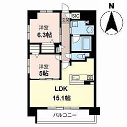 グレイスガーデン三国ヶ丘 2LDKの間取図画像