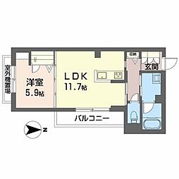 ローズ　フラット 2階1LDKの間取り