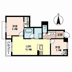 エクラシエ桃山筒井 2LDKの間取図画像