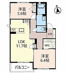 ツインヒルズ 1階2LDKの間取り